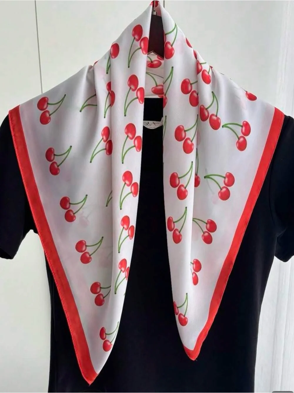 Red Cherry Print Women's Scarf